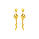 22K Gold Floral Cluster Drop Earrings